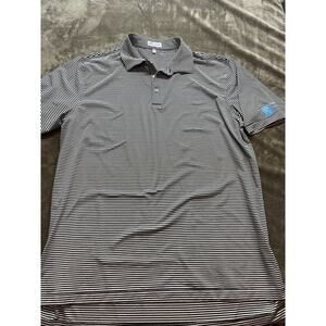 Peter Millar‎ XL Summer Comfort Black White Stripes Polo Shirt Benson Signs